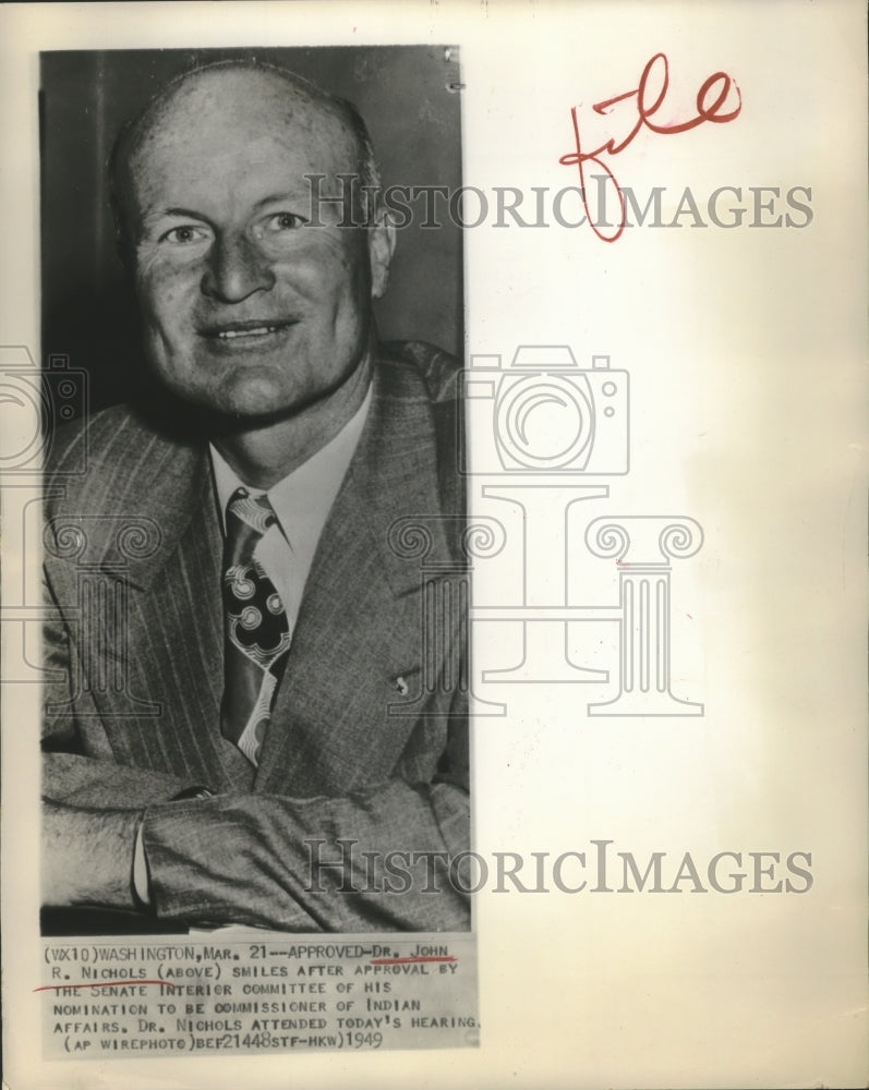 1949 Press Photo Dr John R Nichols Approved by Senate Interior Committee- Historic Images