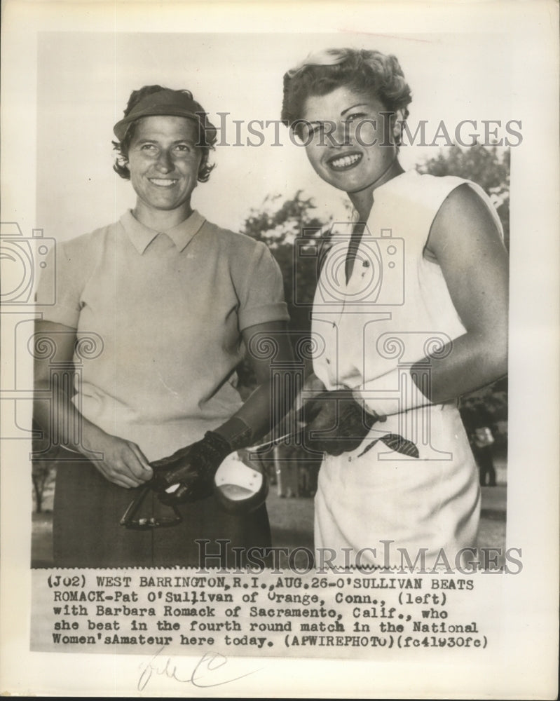 1930 Press Photo West Barrington RI Pat O'Sullivan, Barbara Romak at golf- Historic Images