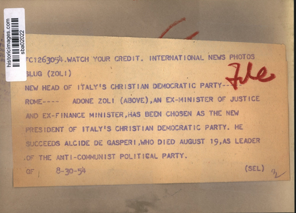 1954 Press Photo New Head of Italy's Christian Democratic Party - sba02022