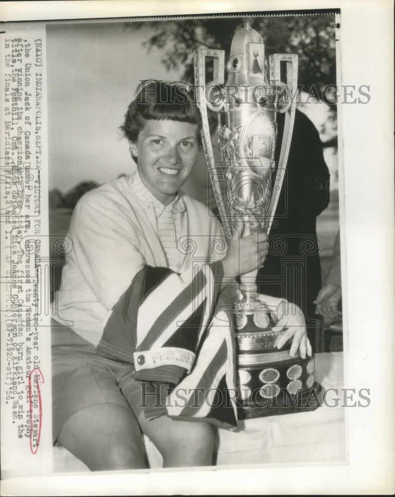 1956 Press Photo First Canadian Born Female Shown with Union Jakc Under Her Arm- Historic Images