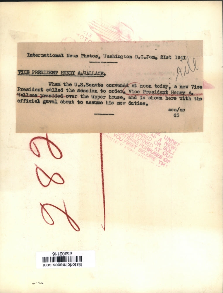 1941 Press Photo Vice President Henry A Wallace presides over US Senate