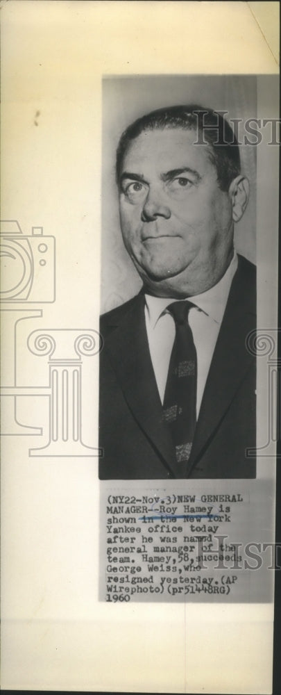 1960 Press Photo Roy Hamey named new General manager of New York Yankees