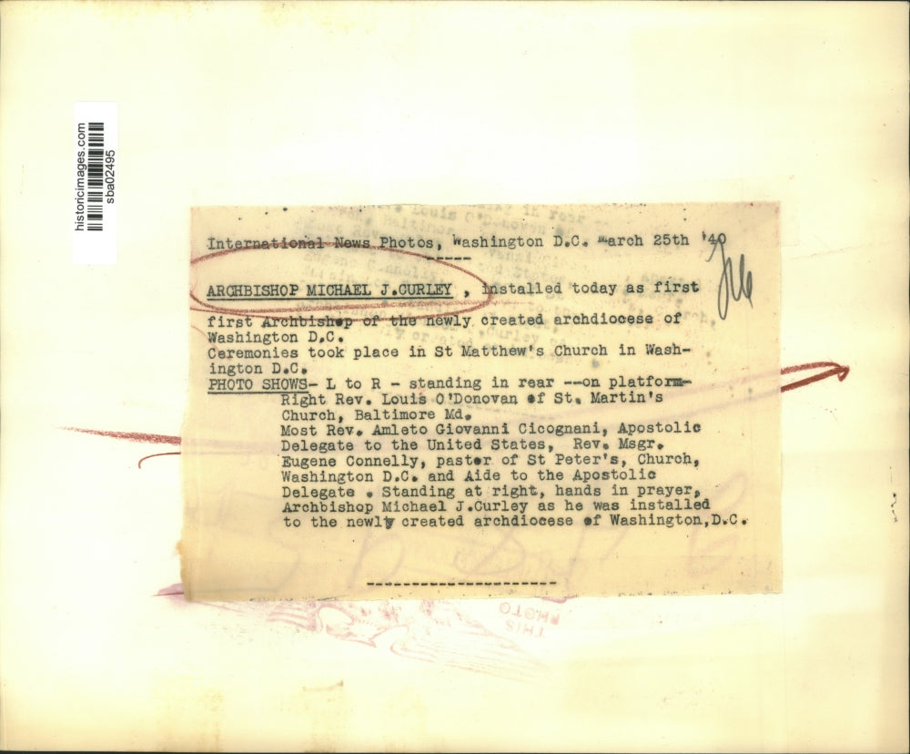 1940 Press Photo Archbishop Michael J. Curley, 1st Archbishop of Archdiocese