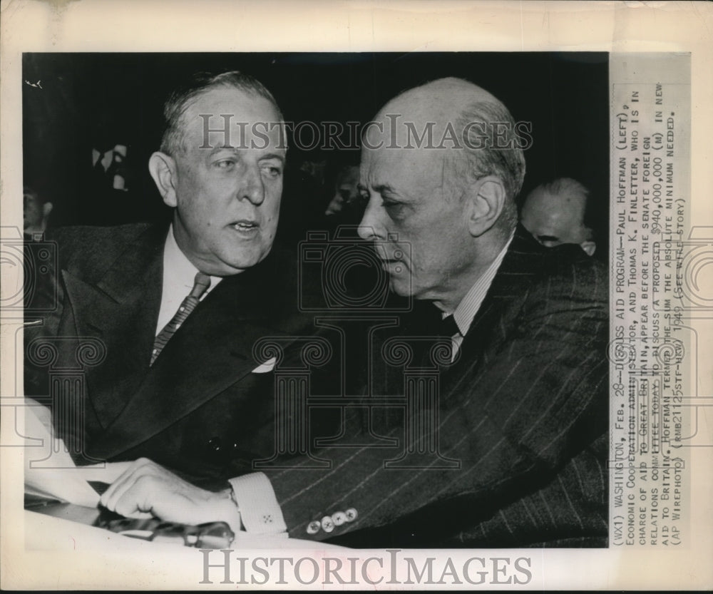 1949 Press Photo DC Paul Hoffman Economic Cooperation admin &amp; Thomas Finletter- Historic Images