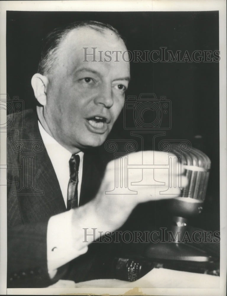 1947 Press Photo Harold E Stassen Outlines Ten-Point Labor Reform Program- Historic Images