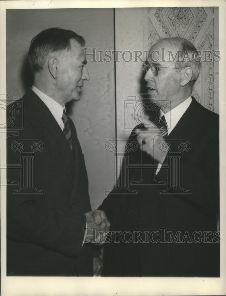 1939 Press Photo Sen Charles Tobet congratulates Sen Key Pittman after vote- Historic Images