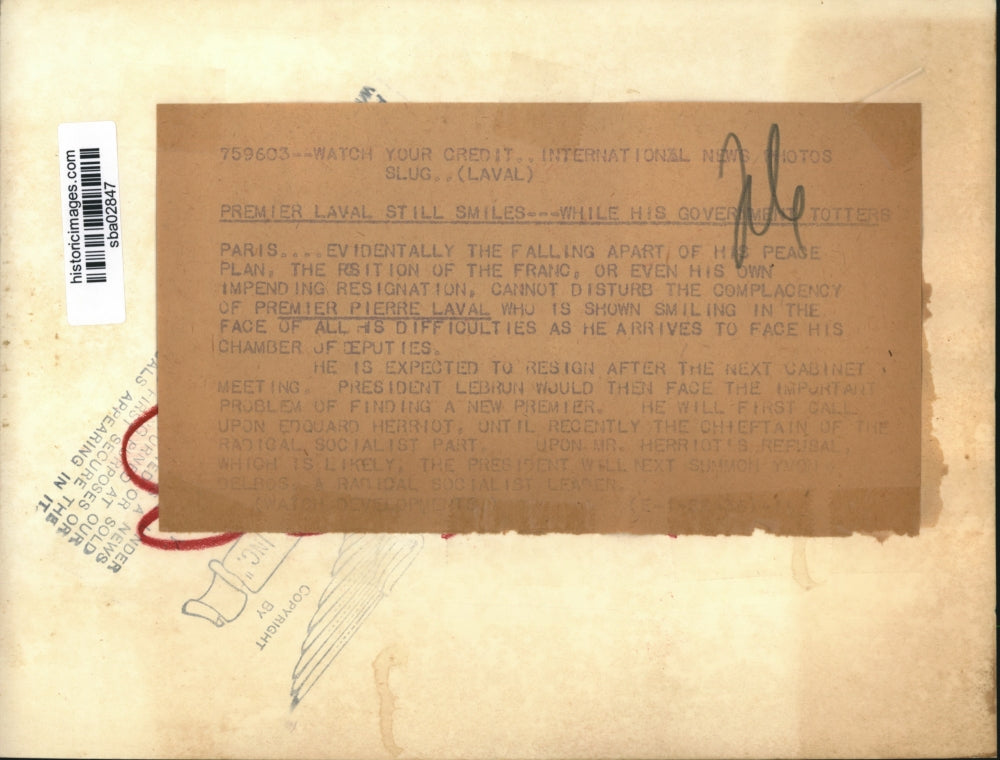 Press Photo Premier Pierre Laval Smiles in the Face of all His Difficults