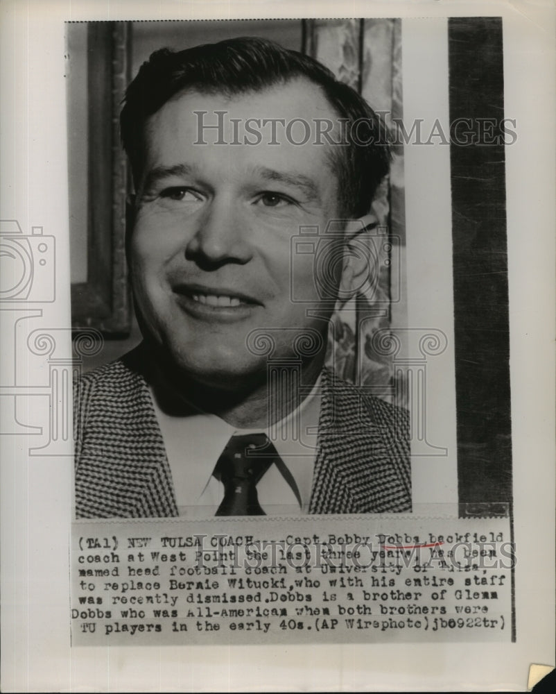 Press Photo Captain Bobby Dobbs Head Football Univ. of Tulsa- Historic Images