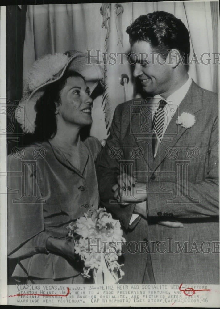 1946 Press Photo Heir Clifford Stanton Heinz Jr. and his bride Virginia Howard