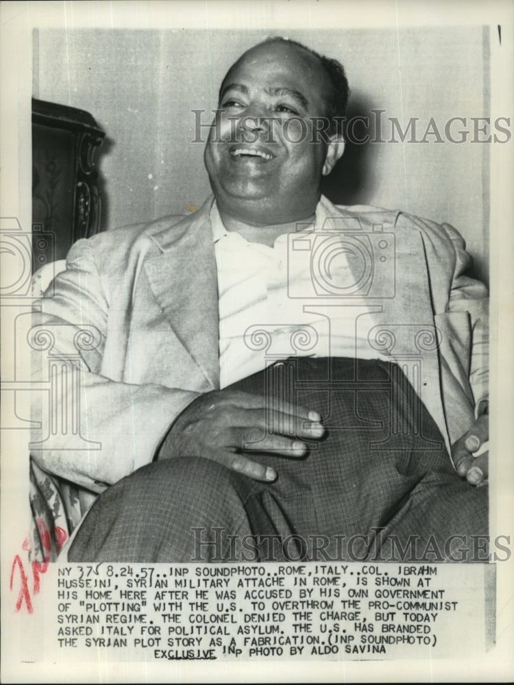 1957 Press Photo Col Ibrahim Husseini Asks Italy for Political Asylum