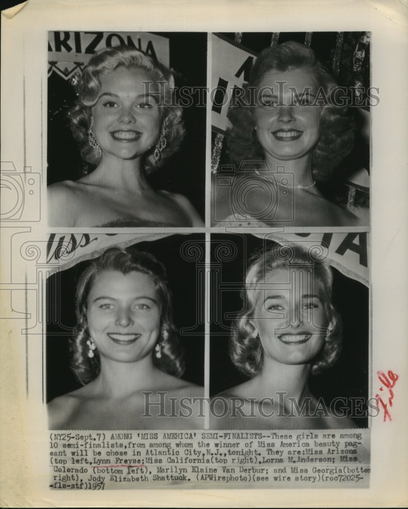 1957 Press Photo Among Ten Semifinalists Whom the Winner of Miss America Chosen