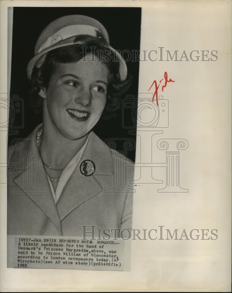 1962 Press Photo Denmark's Princess Margrethe Likely Hand for Prince William