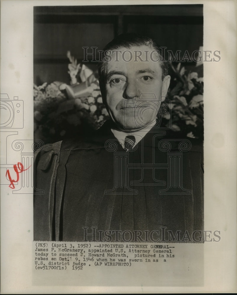 1952 Press Photo Attorney Gen James McGranery Pictured in his Robes Oct 9, 1946