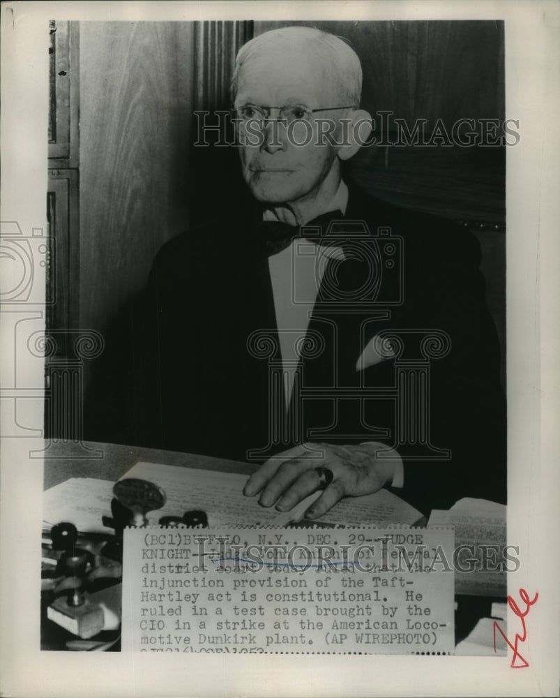 1953 Press Photo Judge John Knight Ruled Injunction Provision Unconstitutional