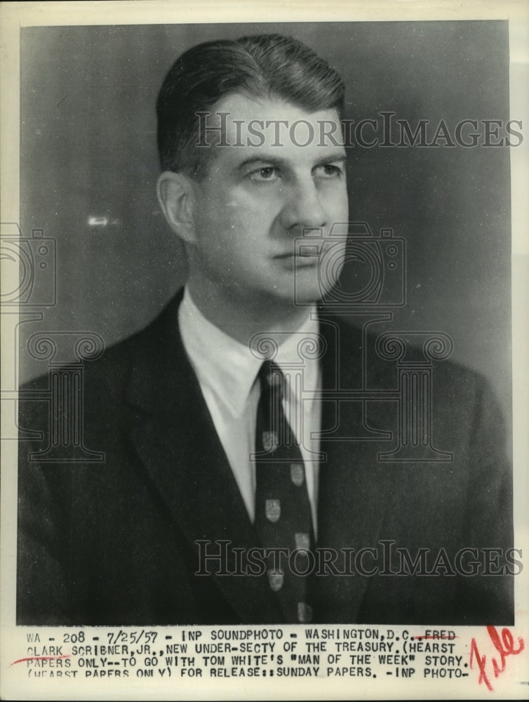 1957 Press Photo Fred Scribner, New UnderSecretary of the Treasury - sba05104