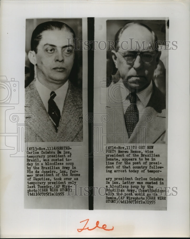 1955 Press Photo Nereu Ramos to succeed Carlos Coimbra after the bloodless coup