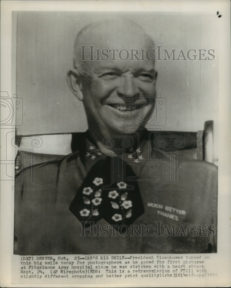 1955 Press Photo President Eisenhower at hospital month tafter heart attack- Historic Images