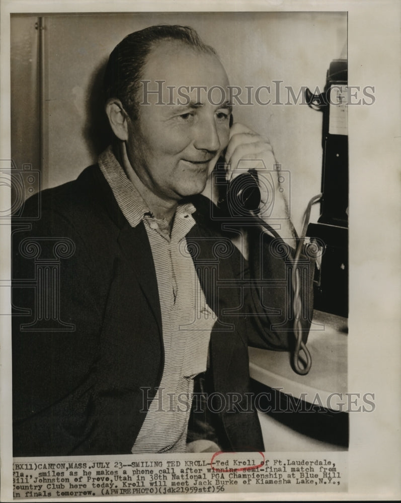1956 Press Photo Ted Kroll, 38th National PGA Championship winner vs Johnston