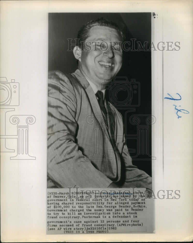 1958 Press Photo Irving Pasternak, defendant in government's case of fraud
