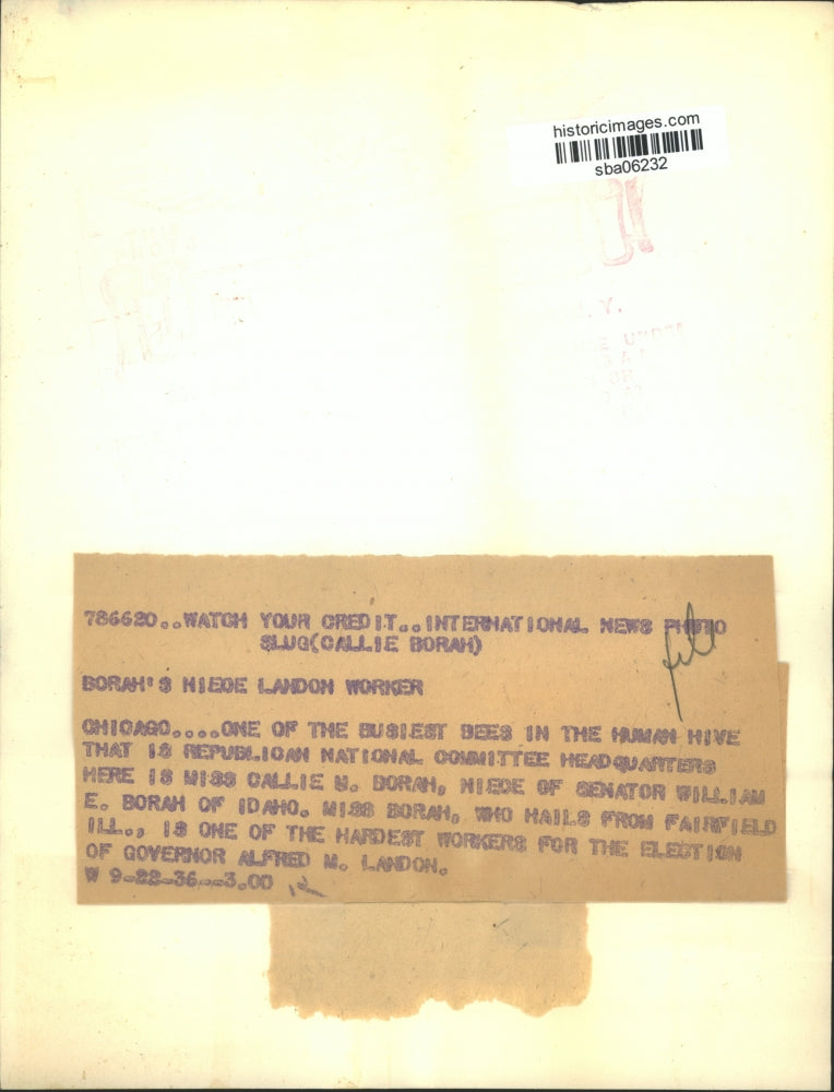 1936 Press Photo Callie M. Borah Noted One of the Hardest Workers in Election