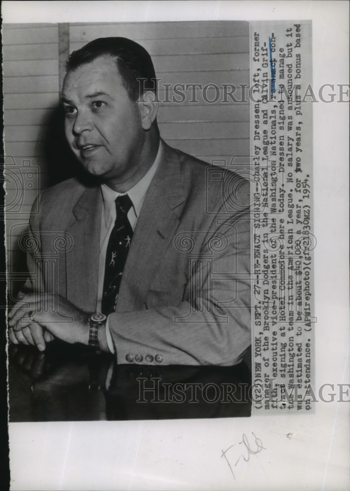 1954 Press Photo Charley Dressen to Manage Washington Team in American League