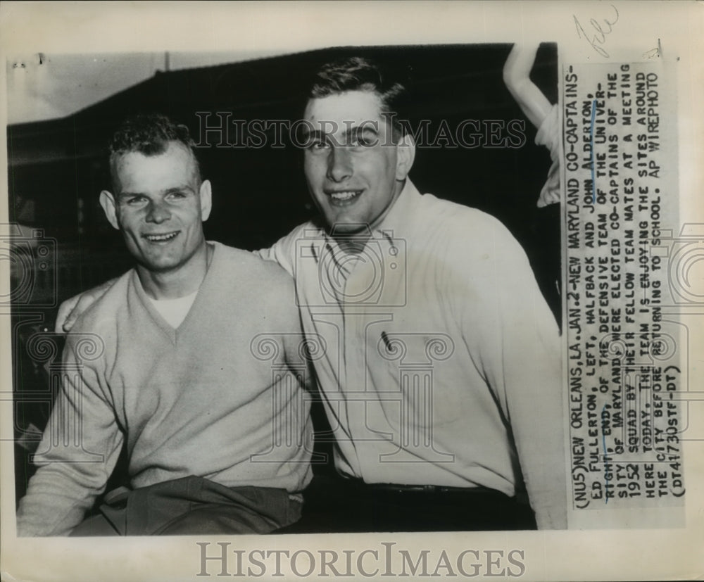 Press Photo Ed Fullerto and John Alderton, elected co captains of Maryland- Historic Images