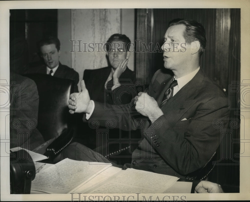 1949 Press Photo Maurice Tobin, Labor head, testifies at Senate Labor hearing