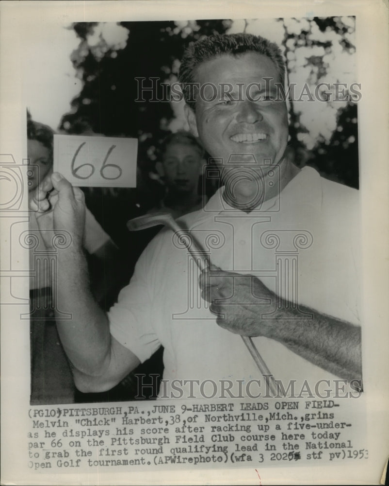 1953 Press Photo Melvin &quot;Chick&quot; Harbert plays in the National Open Golf Tourn.- Historic Images