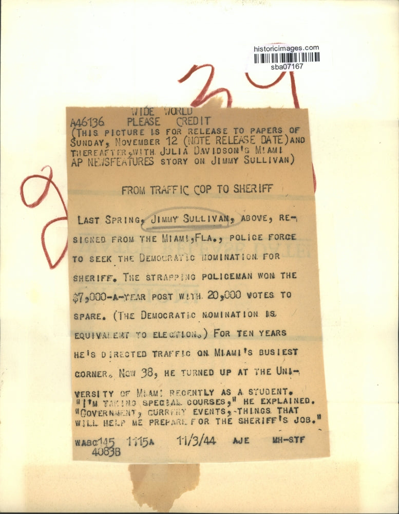 1944 Press Photo Jimmy Sullivan to seek Democratic nomination for a Sheriff post