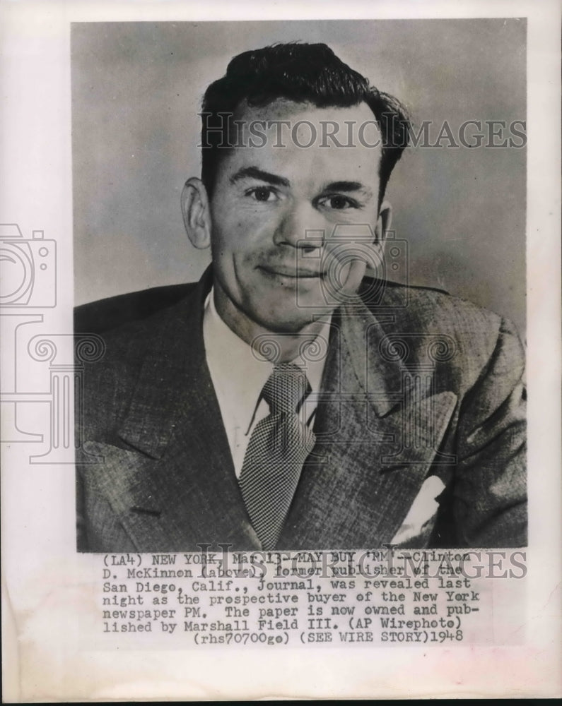 1948 Press Photo Clinton McKinnon, prospective buyer of the New York Newspaper