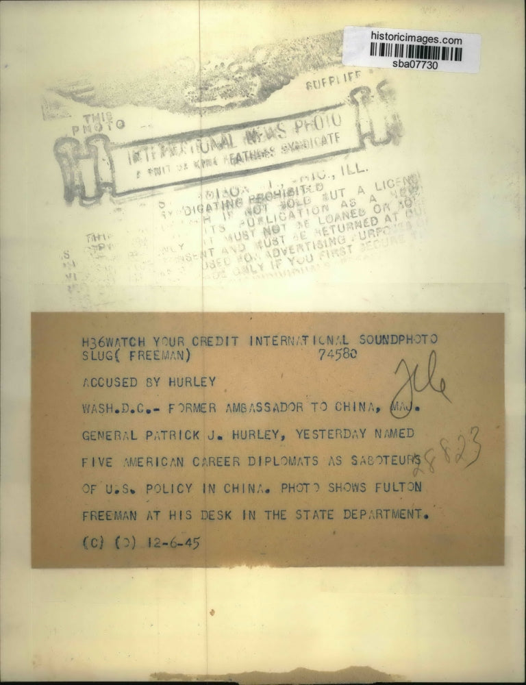 1945 Press Photo Fulton Freeman, accused by Patrick Hurley for policy sabotage