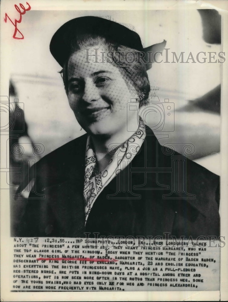 1955 Press Photo Princess Margarita of Baden, descendant of King George III