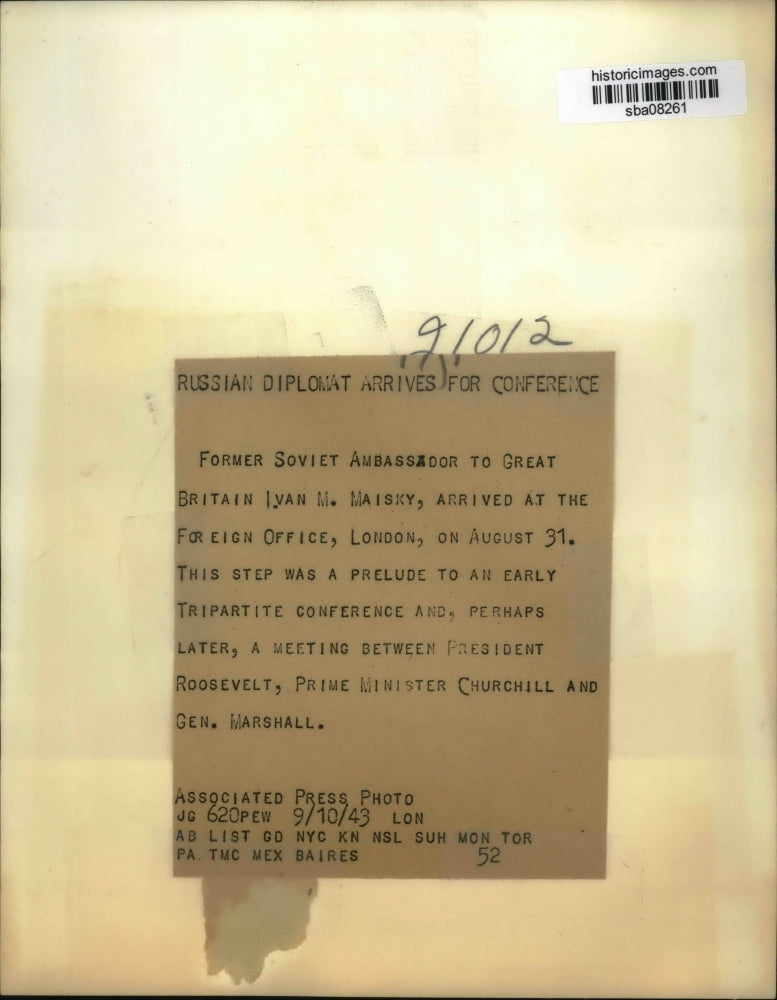 1943 Press Photo Ivan M Miasky at Foreign Office in London