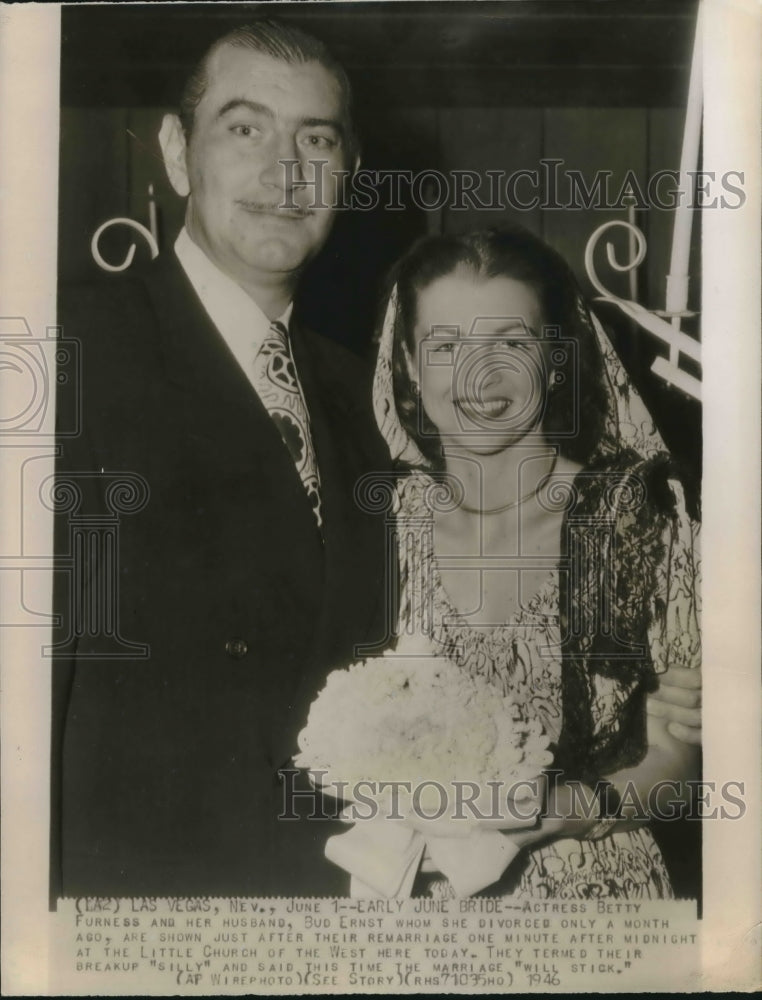1946 Press Photo Betty Furness, actress remarries husband Bud Ernst - sba08319