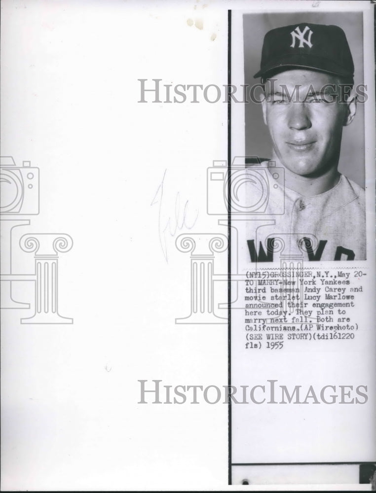 1955 Press Photo Andy Carey, New York baseball player to marry Lucy Marlowe- Historic Images