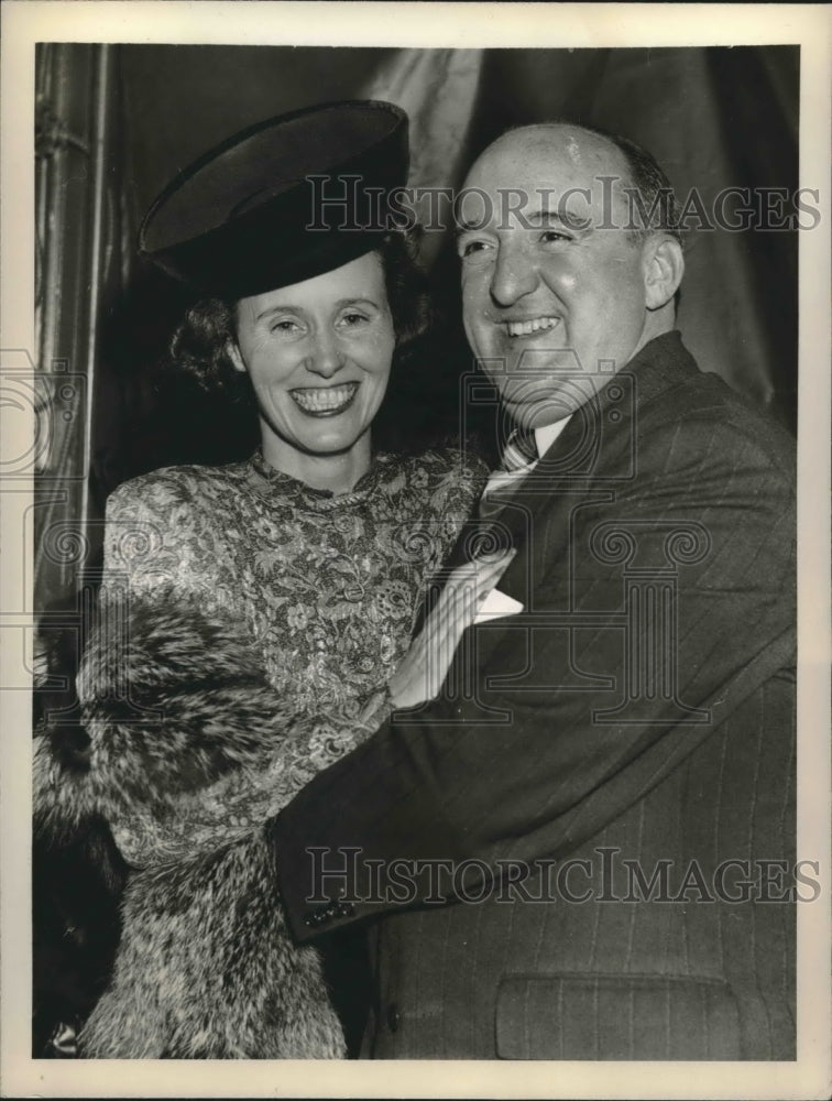 1956 Press Photo James H. Fay hugs wife for leading Democratic candidate