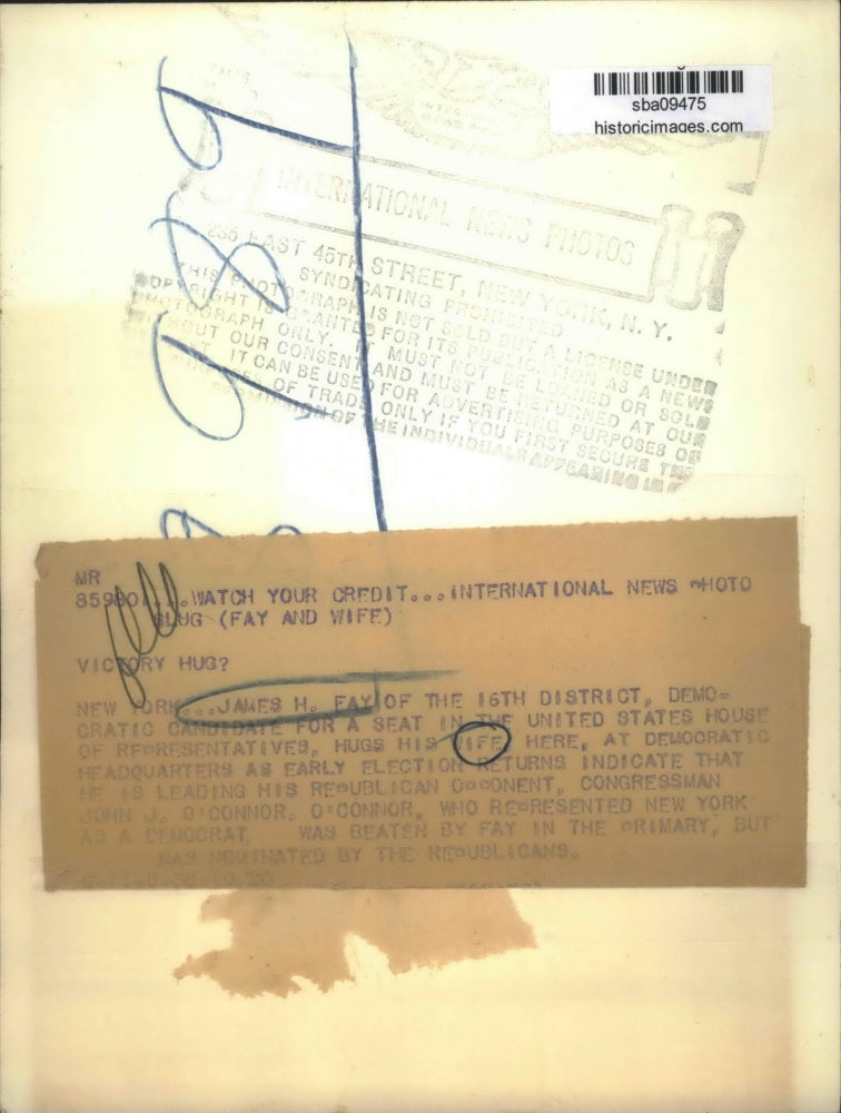 1956 Press Photo James H. Fay hugs wife for leading Democratic candidate