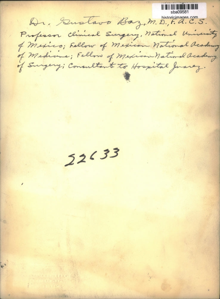 Press Photo Dr.Gustavo Baz Professor Clinical Surgery National Univ of Mexico