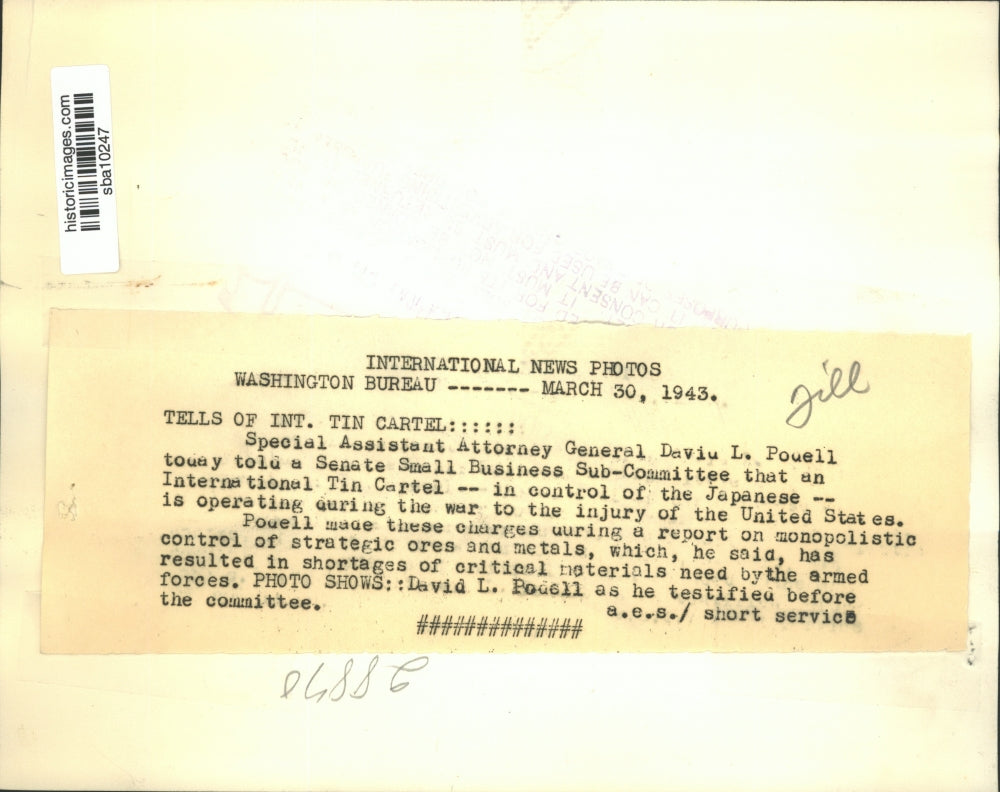 1943 Press Photo David Podell testifies before the Senate Subcommittee