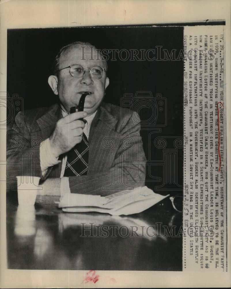 1948 Press Photo Robert William Wiener testifies before the Dies Committee