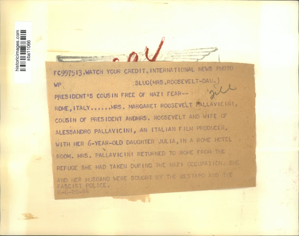 1944 Press Photo Mrs. Margaret Roosevelt Pallavicini with her daughter Julia