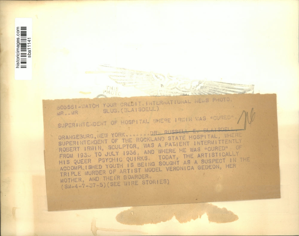 1937 Press Photo Russell Blaisdell-hospital head where Robert Irwin was cured