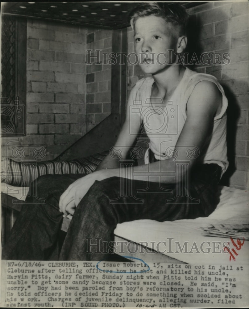 1946 Press Photo Isaac Roberts in jailed after he shot and killed his Uncle