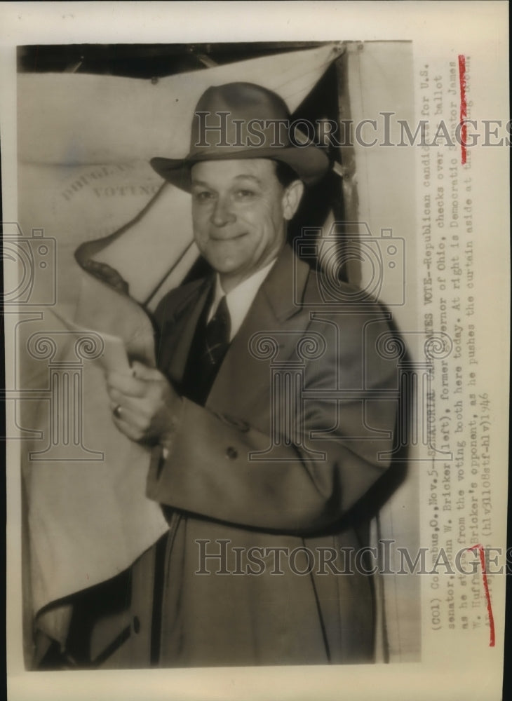 1946 Press Photo Ohio Republican candidate for US Senator John W Bricker