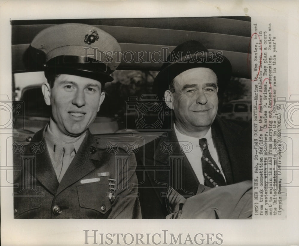 1956 Press Photo Wes Santee banned from track by Athletic Union with his lawyer