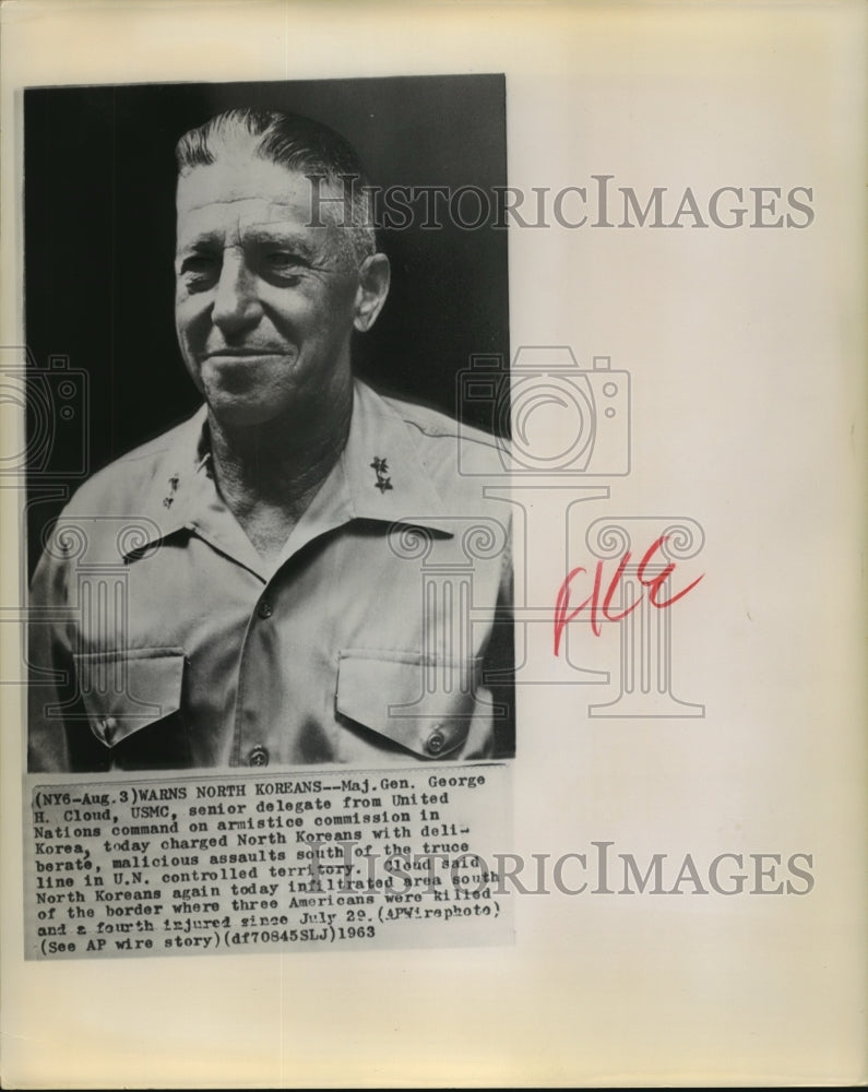1963 Press Photo George H. Cloud charges North Koreans for malicious assaults