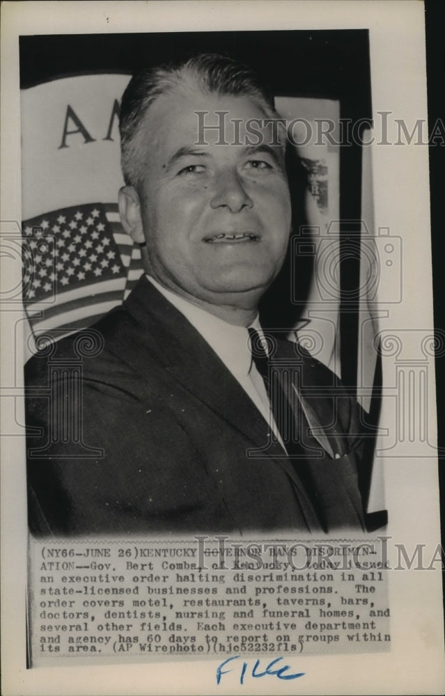 Press Photo Gov Bert Combs of Kentucky orders halt to discrimination