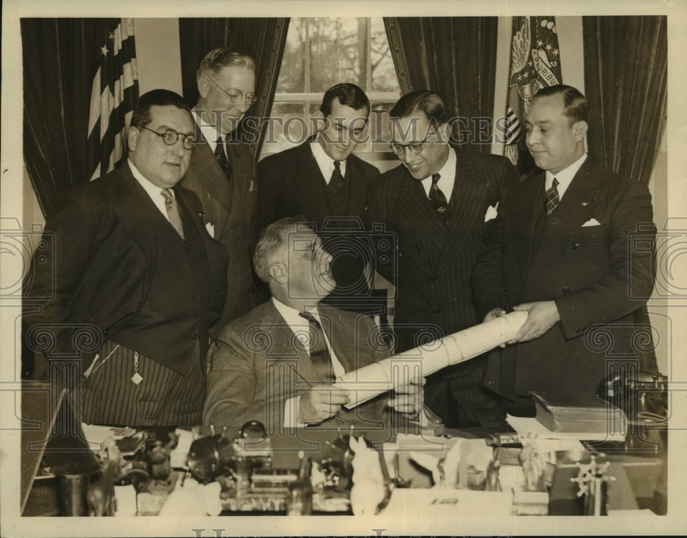 1936 Press Photo Brazilian Highway Expedition explained plans to Pres.Roosevelt
