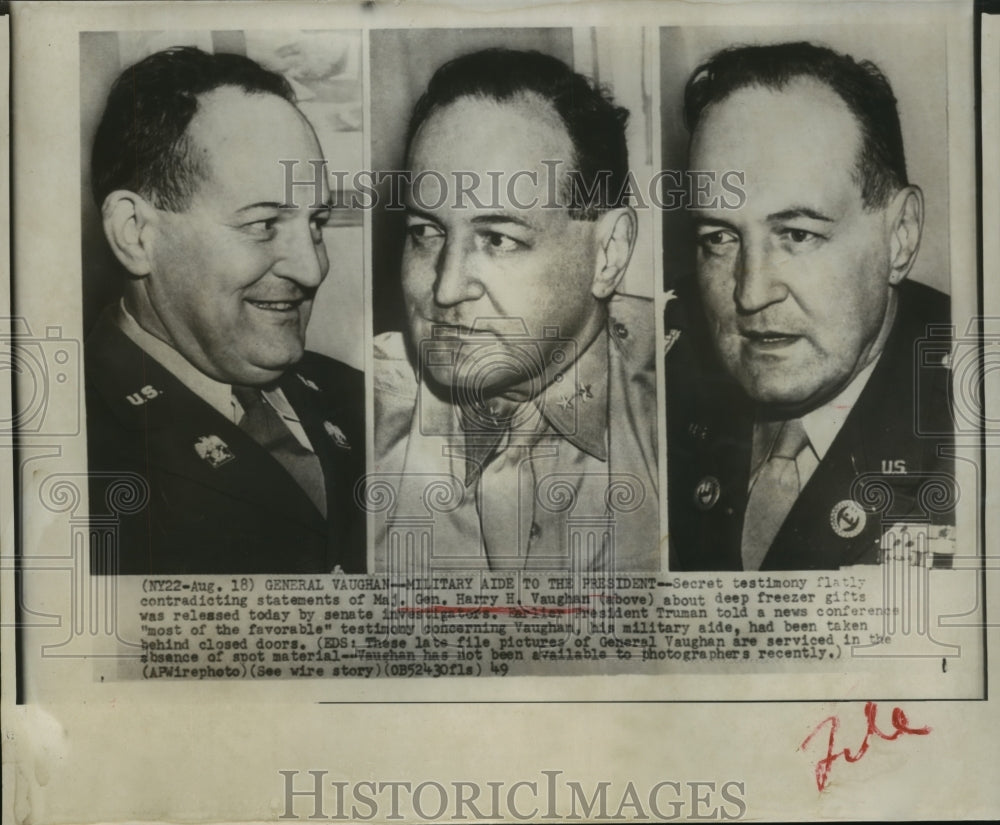 1949 Press Photo Last file pictures of Maj. Gen. Harry H. Vaughan - sba16654