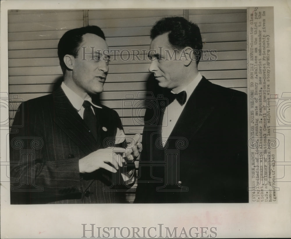 1948 Press Photo Senator Glen Taylor welcomes Soviet envoy Alexander Panyushkin